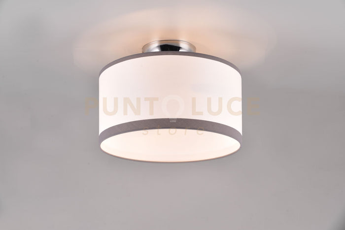 DAVOS PLAFONIERA METALLO CROMATO PARALUME BIANCO E GRIGIO D. 30CM 2 LUCI ATTACCO E14