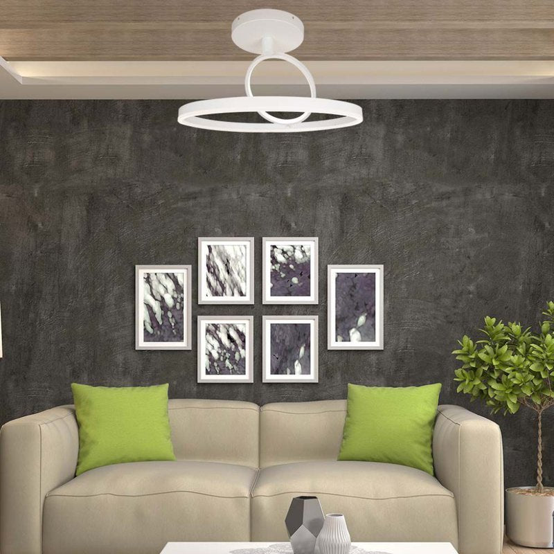 Plafoniera Lampadario LED 37W 4000lm Doppio Anelli Incrociate Colore Bianco D495mm 4000K SKU-14985