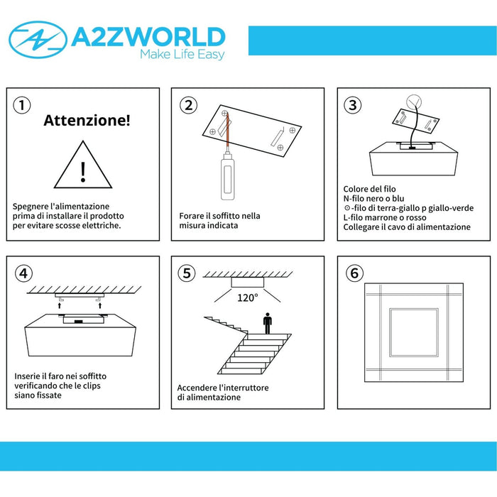 Plafoniera Pannello Led CCT Quadrato 210X210X43mm 24W 3400LM Montaggio a Plafone