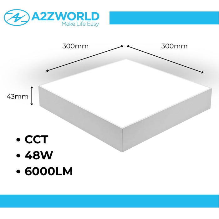 Plafoniera Pannello Led CCT Quadrato 300X300X43mm 48W 6000LM Montaggio a Plafone