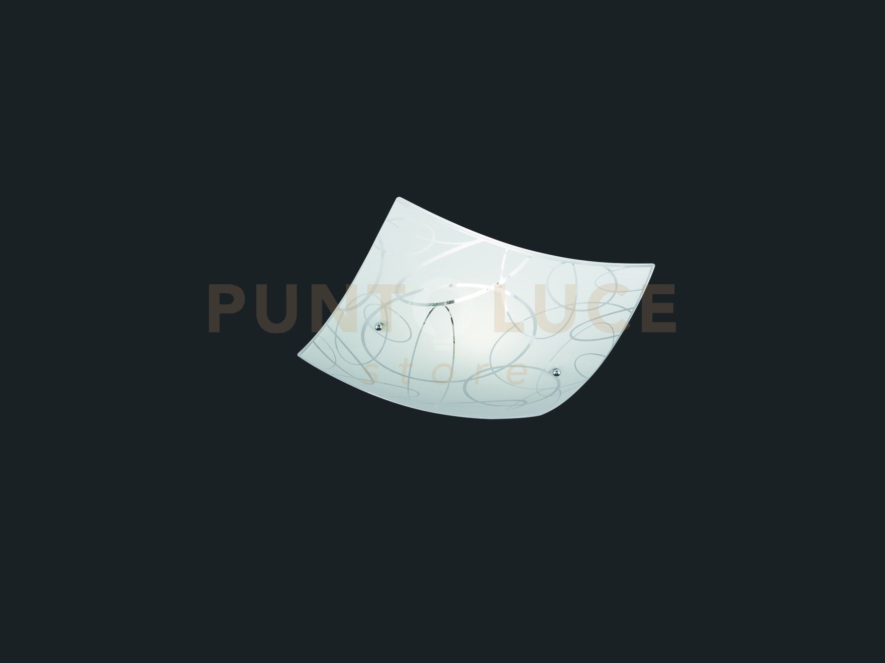 SPIRELLI PLAFONIERA QUADRATA VETRO DECORO CERCHI D. 30X30CM 1 LUCE ATTACCO E27