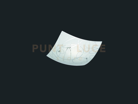 SPIRELLI PLAFONIERA QUADRATA VETRO DECORO CERCHI D. 30X30CM 1 LUCE ATTACCO E27