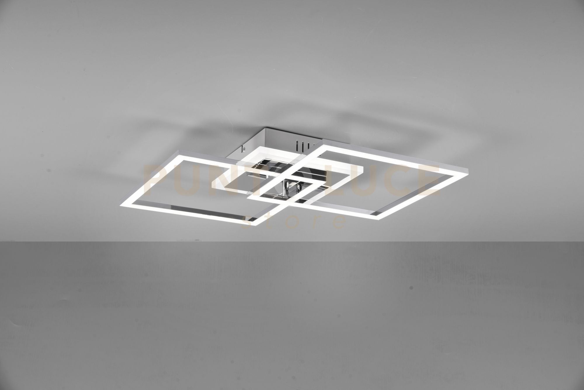 VENIDA PLAFONIERA LED 25W 3000lm, 4000K DOPPIO QUADRATO CROMATO CON LUCE CENTRALE DIMMERABILE CON INTERRUTTORE L.58CM