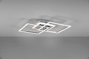 VENIDA PLAFONIERA LED 25W 3000lm, 4000K DOPPIO QUADRATO CROMATO CON LUCE CENTRALE DIMMERABILE CON INTERRUTTORE L.58CM