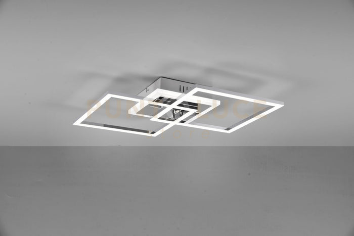 VENIDA PLAFONIERA LED 25W 3000lm, 4000K DOPPIO QUADRATO CROMATO CON LUCE CENTRALE DIMMERABILE CON INTERRUTTORE L.58CM