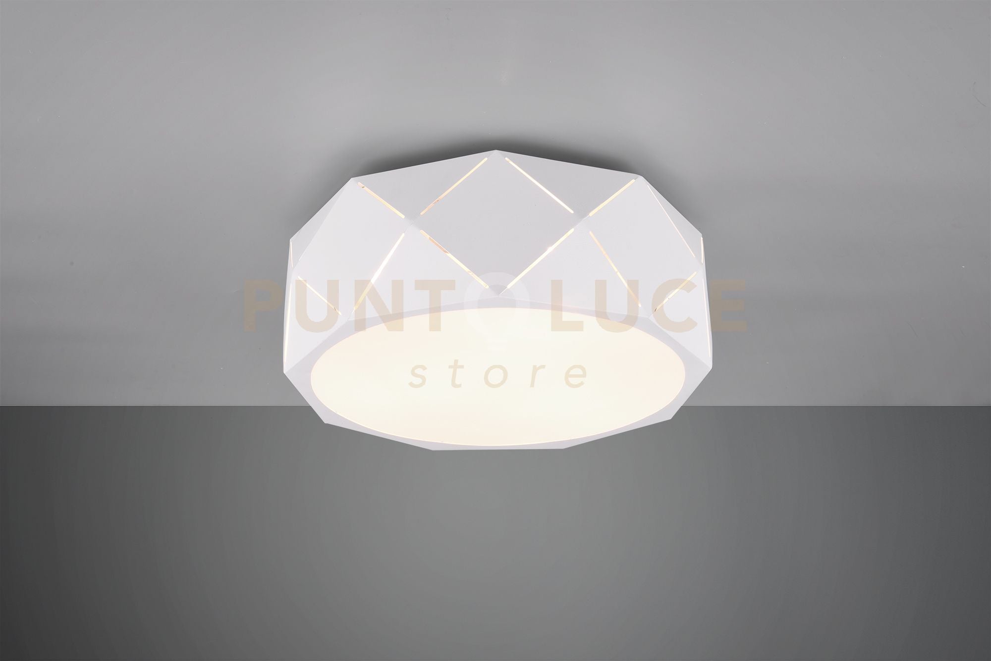 ZANDOR PLAFONIERA METALLO BIANCO CON TAGLI LASER E DIFFUSORE D. 40CM  3 LUCI ATTACCO E27