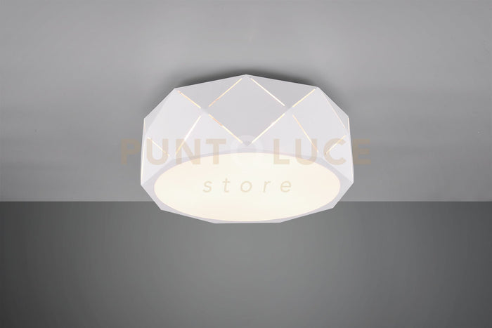 ZANDOR PLAFONIERA METALLO BIANCO CON TAGLI LASER E DIFFUSORE D. 40CM  3 LUCI ATTACCO E27