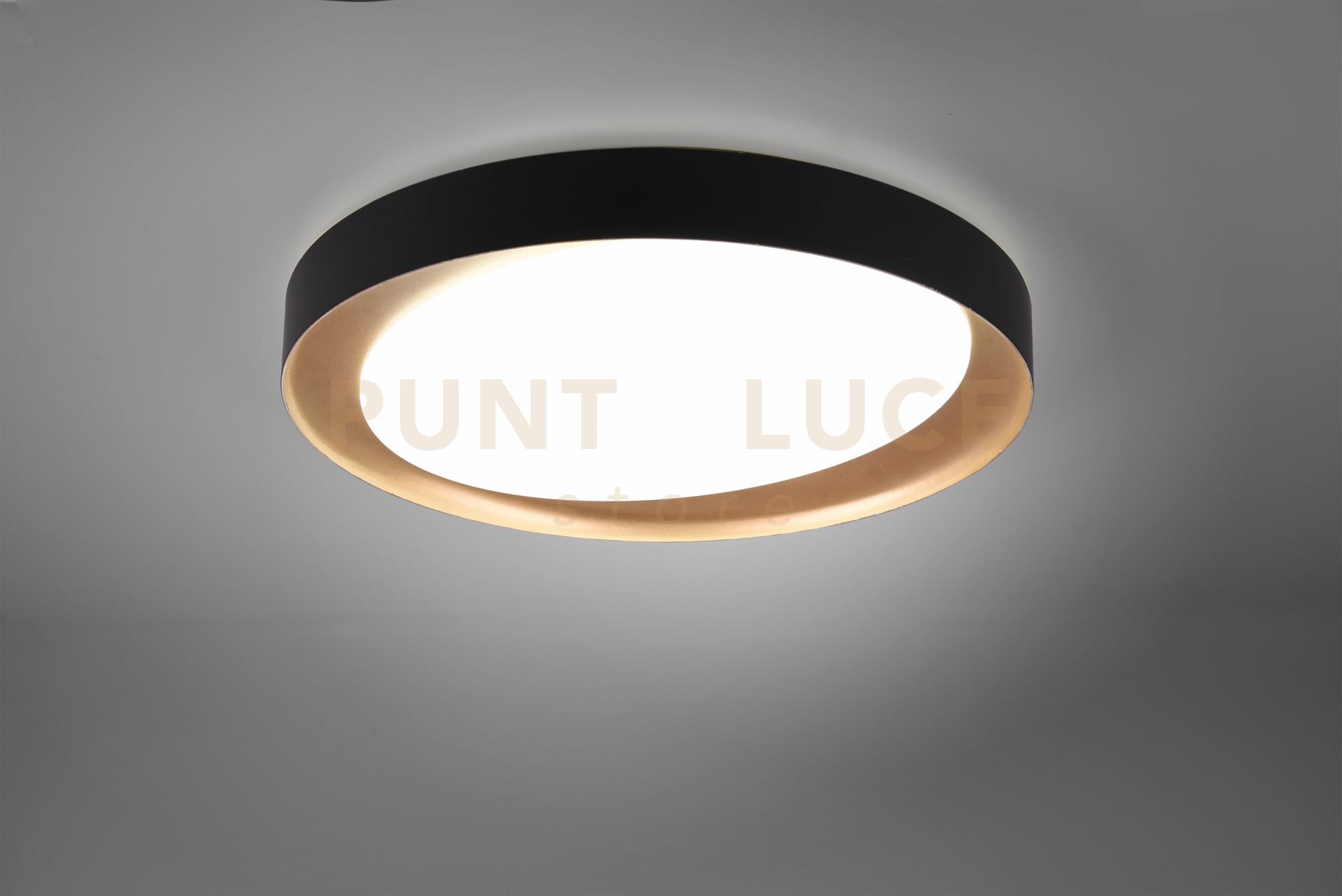 ZETA PLAFONIERA LED 24W 2500lm, 2700 - 6500K DIFFUSORE BIANCO CON BORDO NERO E ORO E TELECOMANDO MULTIFUNZIONE D.48,5CM DIMMERABILE