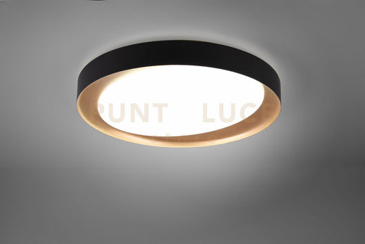 ZETA PLAFONIERA LED 24W 2500lm, 2700 - 6500K DIFFUSORE BIANCO CON BORDO NERO E ORO E TELECOMANDO MULTIFUNZIONE D.48,5CM DIMMERABILE