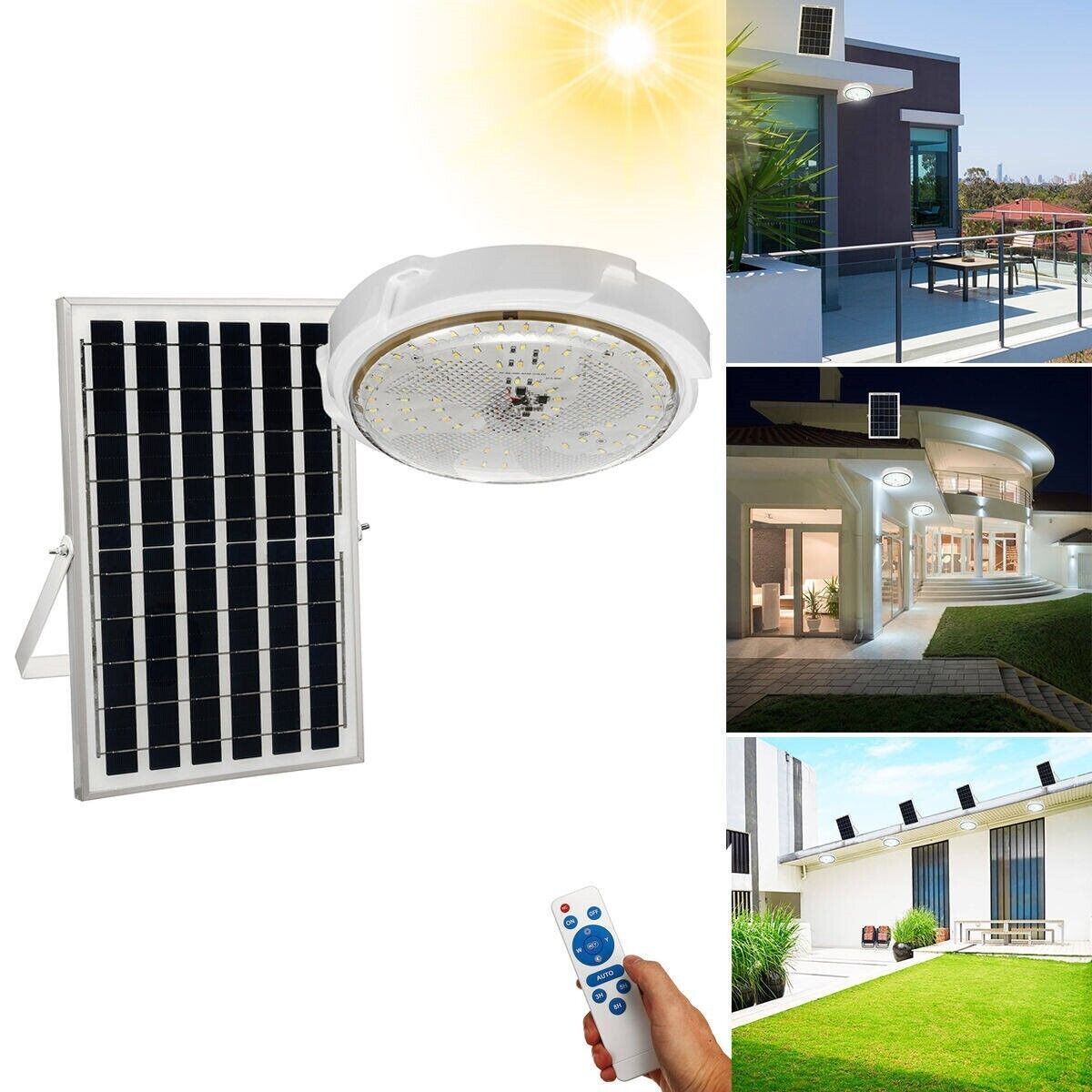 Plafoniera a led 200w circolare con sensore pannello solare 6500K FO-11-05