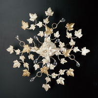 Plafoniera in ferro laccato avorio con decorazione oro antico e strass in cristallo 4 luci