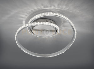 RUBIN PLAFONIERA LED 19W 2100lm, 3000K ALLUMINIO SATINATO EFFETTO CRISTALLO CON TELECOMANDO LUCE BIANCA DIMMERABILE + RGB  + LUCE NOTTURNA D.45CM