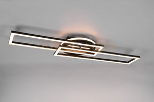 TWISTER PLAFONIERA LED 30W 4500lm, 2700 - 6000K RETTANGOLARE NERA ORIENTABILE CON BASE ILLUMINATA ROTONDA CON TELECOMANDO MULTIFUNZIONE L. 90CM DIMMERABILE