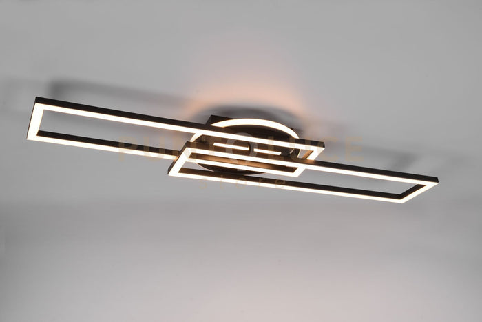 TWISTER PLAFONIERA LED 30W 4500lm, 2700 - 6000K RETTANGOLARE NERA ORIENTABILE CON BASE ILLUMINATA ROTONDA CON TELECOMANDO MULTIFUNZIONE L. 90CM DIMMERABILE