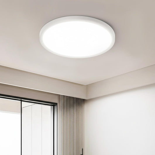 Plafoniera tonda design sottile slim moderna LED 32W CCT IP40 luce soffitto bagno cucina soggiorno ufficio 40cm COLORE BIANCO