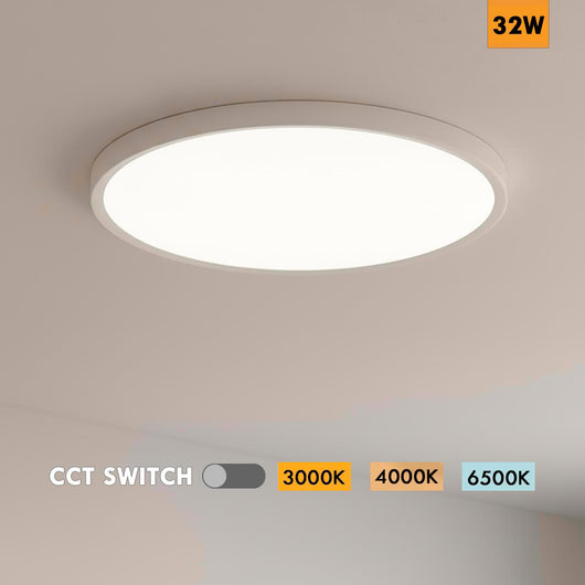 Plafoniera tonda design sottile slim moderna LED 32W CCT IP40 luce soffitto bagno cucina soggiorno ufficio 40cm COLORE BIANCO