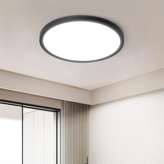 Plafoniera tonda design sottile slim moderna LED 32W CCT IP40 luce soffitto bagno cucina soggiorno ufficio 40cm COLORE NERO