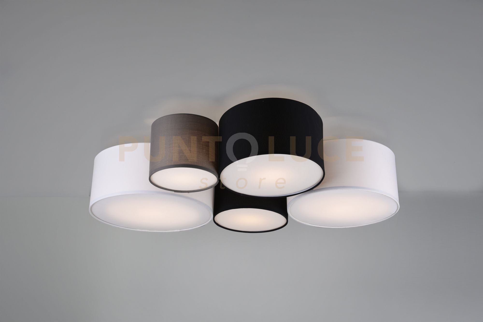 HOTEL PLAFONIERA MULTI CILINDRI DI DIFFERENTI COLORI E DIAMETRI 90X70CM 5 LUCI ATTACCO E27