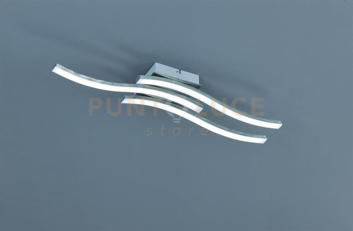 ROUTE PLAFONIERA LED 15W 1500lm, 3000K 3 BACCHETTE ONDULATE ACCIAIO SATINATO L. 56CM