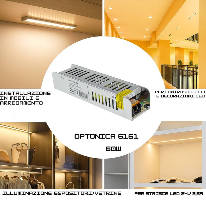 Alimentatore ottimale per strisce led 24v 60w in metallo