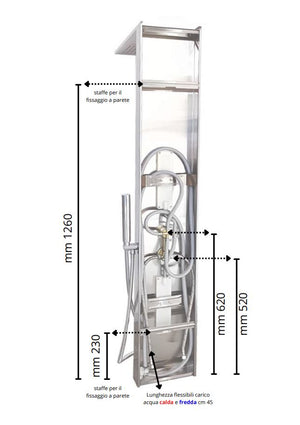 Colonna doccia attrezzata easy in acciaio inox cascata cromo lucido 150x23x53 *** confezione 1