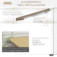 Tenda da Sole per Esterno Avvolgibile a Bracci con Apertura a Manovella, 350x250 cm, Giallo