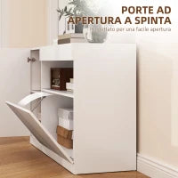 Credenza Moderna Bassa con Ante Ammortizzate e Apertura a Pressione, Ripiani Regolabili, Bianco