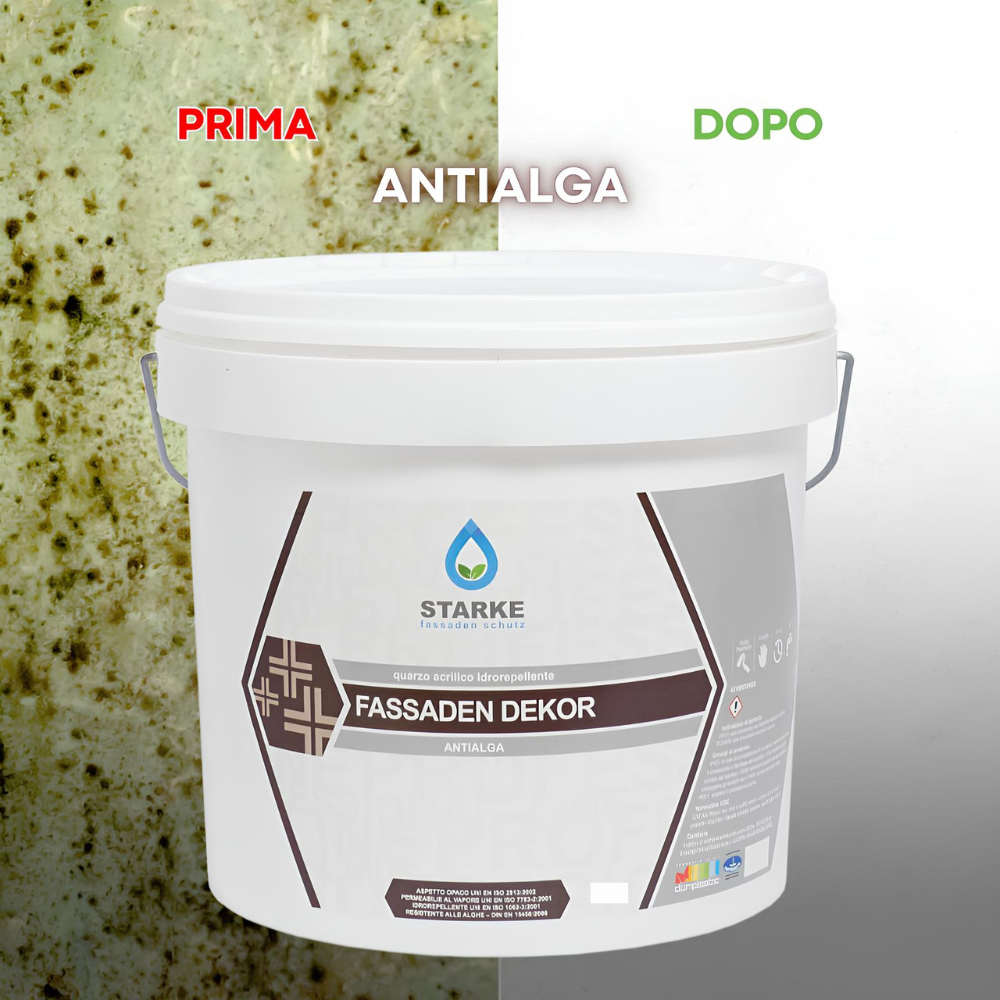 Quarzo fine fassaden dekor acrilico coprente idrorepellente antialga antimuffa *** formato 5 lt, confezione 1