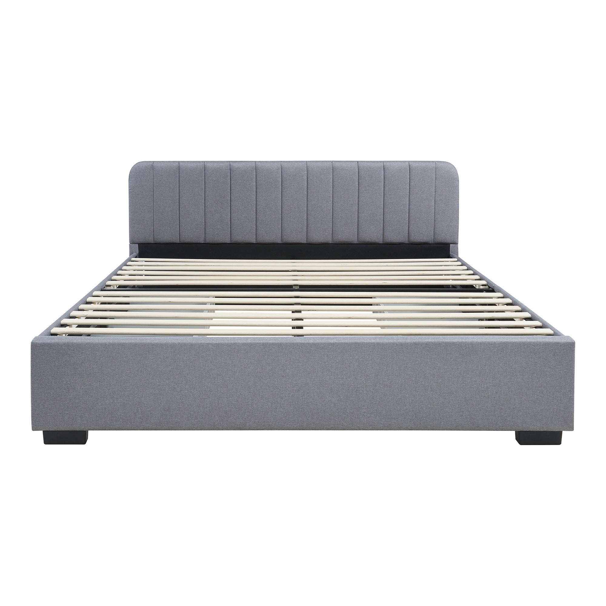 Letto Francese Nofrenna con Testiera e 4 Cassetti 140x200 cm Grigio [en.casa]