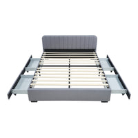 Letto Matrimoniale Nofrenna con Testiera e 4 Cassetti 160x200 cm Grigio [en.casa]