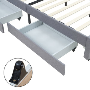 Letto Matrimoniale Nofrenna con Testiera e 4 Cassetti 160x200 cm Grigio [en.casa]