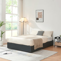 Letto Francese Contenitore Nola 140x200 cm Apertura a Ribalta Rivestito in Similpelle - Nero [en.casa]