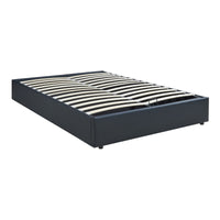 Letto Francese Contenitore Nola 140x200 cm Apertura a Ribalta Rivestito in Similpelle - Nero [en.casa]