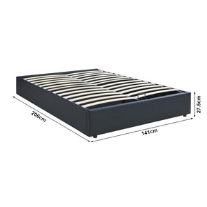 Letto Francese Contenitore Nola 140x200 cm Apertura a Ribalta Rivestito in Similpelle - Nero [en.casa]