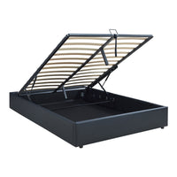 Letto Francese Contenitore Nola 140x200 cm Apertura a Ribalta Rivestito in Similpelle - Nero [en.casa]