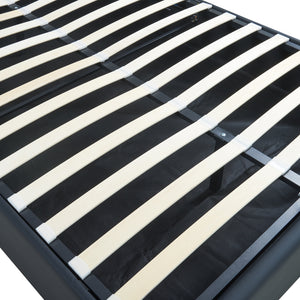 Letto Francese Contenitore Nola 140x200 cm Apertura a Ribalta Rivestito in Similpelle - Nero [en.casa]