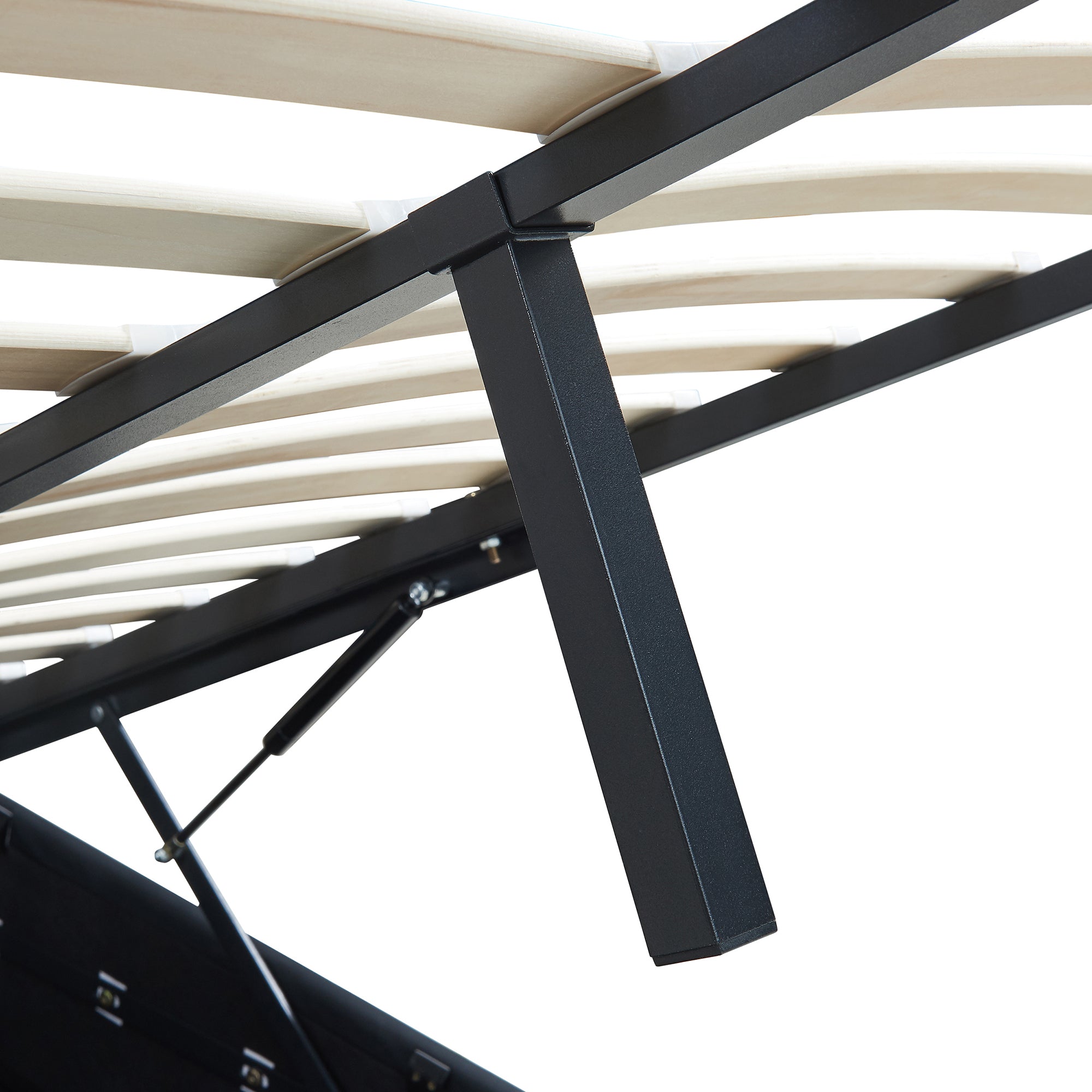 Letto Francese Contenitore Nola 140x200 cm Apertura a Ribalta Rivestito in Similpelle - Nero [en.casa]