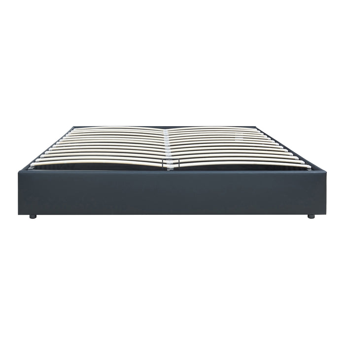 Letto Matrimoniale Contenitore Nola 160x200 cm con Materasso Apertura a Ribalta Rivestito in Similpelle - Nero [en.casa]