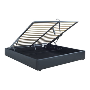 Letto Matrimoniale Contenitore Nola 180x200 cm con Materasso Apertura a Ribalta Rivestito in Similpelle - Nero [en.casa]