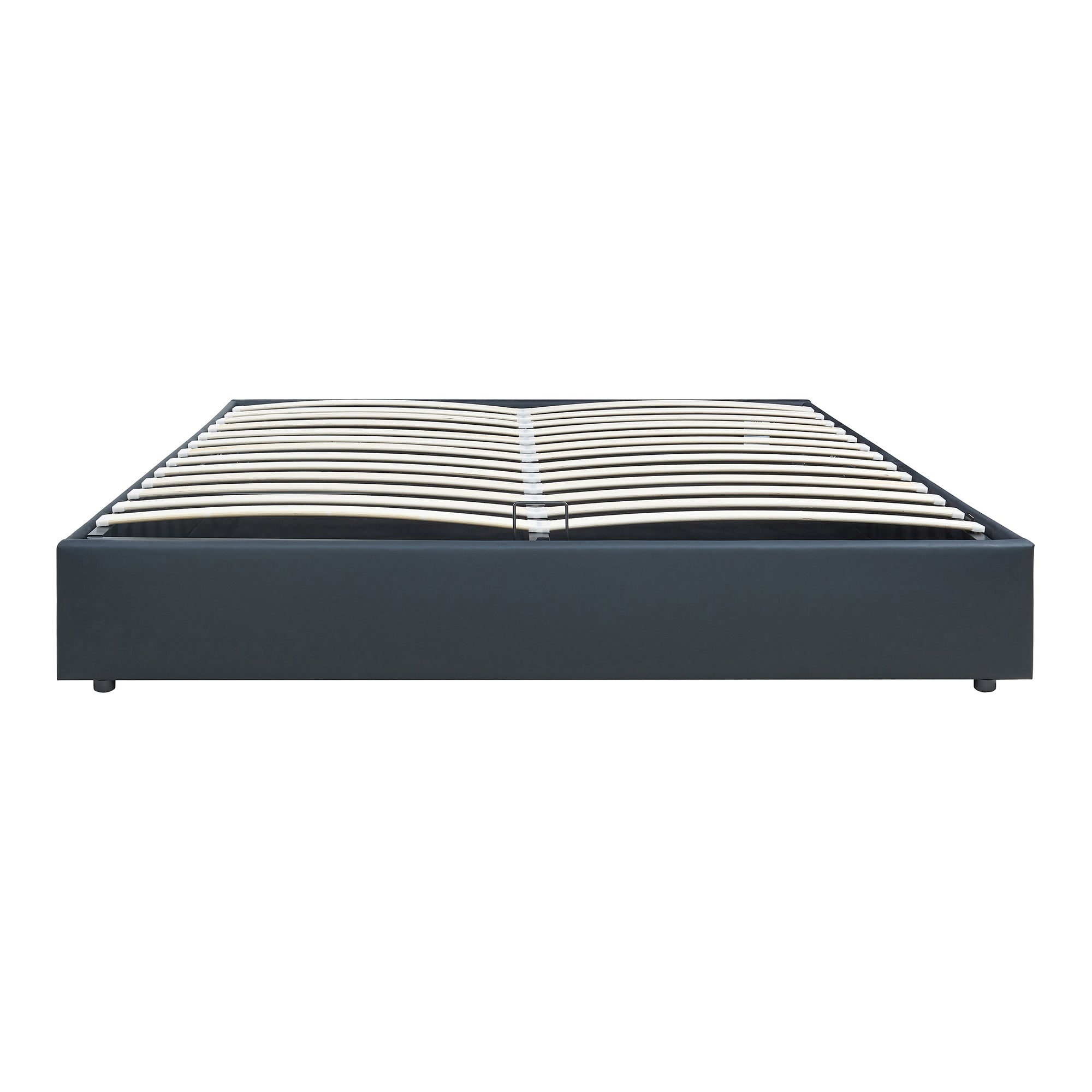 Letto Matrimoniale Contenitore Nola 180x200 cm con Materasso Apertura a Ribalta Rivestito in Similpelle - Nero [en.casa]