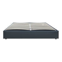 Letto Matrimoniale Contenitore Nola 180x200 cm con Materasso Apertura a Ribalta Rivestito in Similpelle - Nero [en.casa]