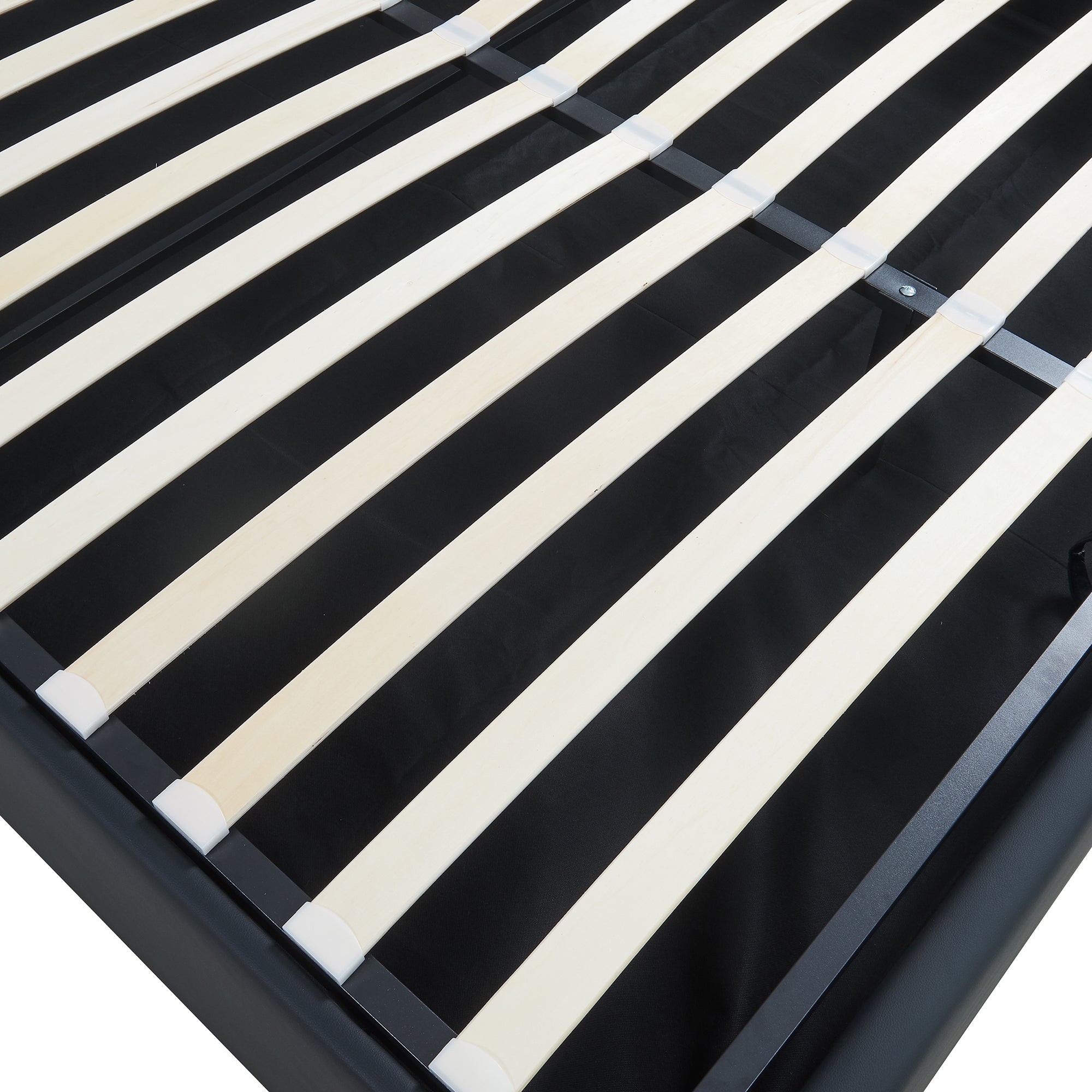 Letto Matrimoniale Contenitore Nola 180x200 cm con Materasso Apertura a Ribalta Rivestito in Similpelle - Nero [en.casa]