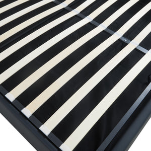 Letto Matrimoniale Contenitore Nola 180x200 cm con Materasso Apertura a Ribalta Rivestito in Similpelle - Nero [en.casa]