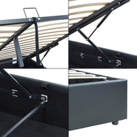 Letto Matrimoniale Contenitore Nola 180x200 cm con Materasso Apertura a Ribalta Rivestito in Similpelle - Nero [en.casa]