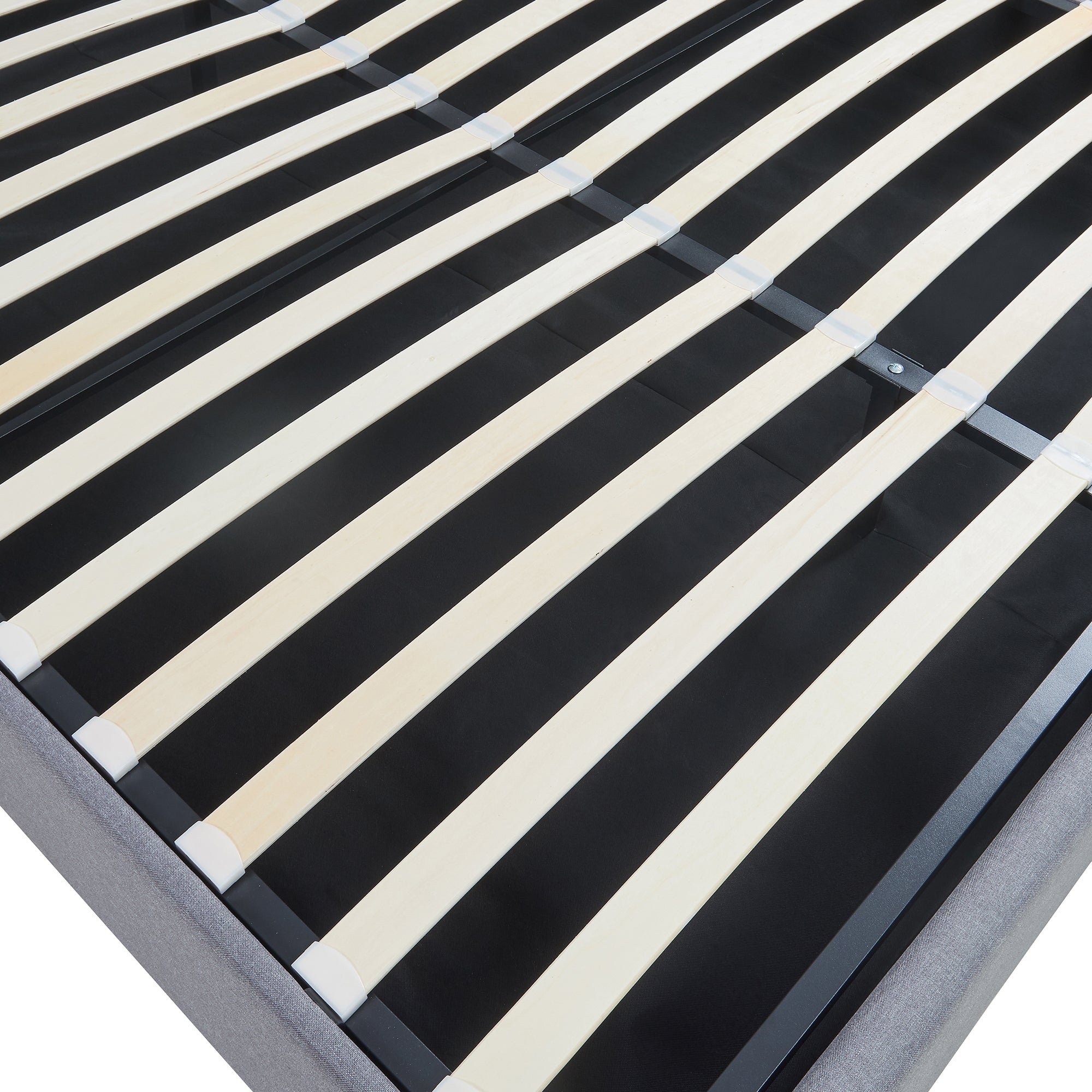 Letto Matrimoniale Contenitore Nola 180x200 cm Apertura a Ribalta Rivestito in Tessuto Lino - Grigio [en.casa]