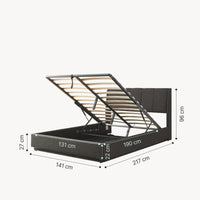 Letto Contenitore Tröstiar con Apertura a Ribalta e Luce LED Letto Francese 140x200 cm Nero [en.casa]