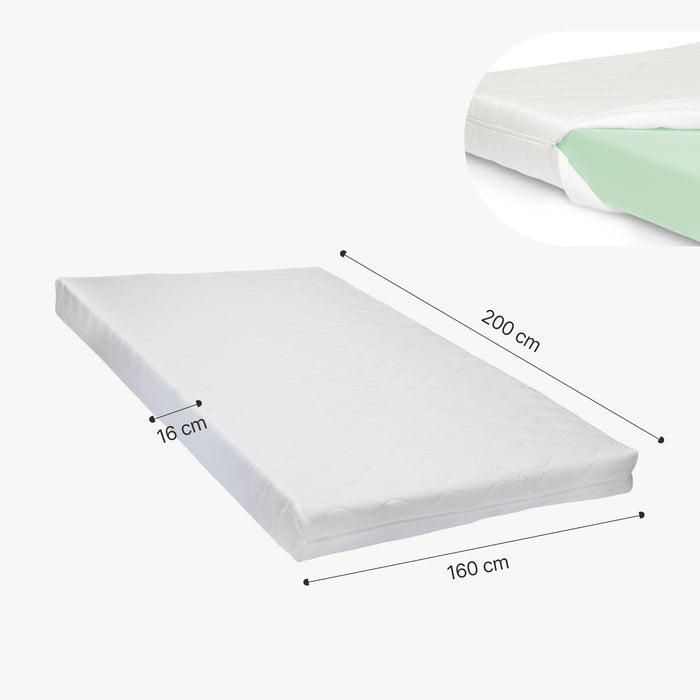 Letto Contenitore Tröstiar con Luce LED Letto Matrimoniale con Materasso 160x200 cm Nero [en.casa]