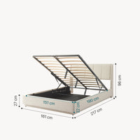 Letto Contenitore Tröstiar con Apertura a Ribalta e Luce LED Letto Matrimoniale 160x200 cm Beige [en.casa]