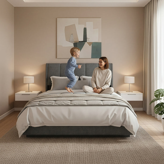 Letto Contenitore Tröstiar con Apertura a Ribalta e Luce LED Letto Matrimoniale 160x200 cm Antracite [en.casa]