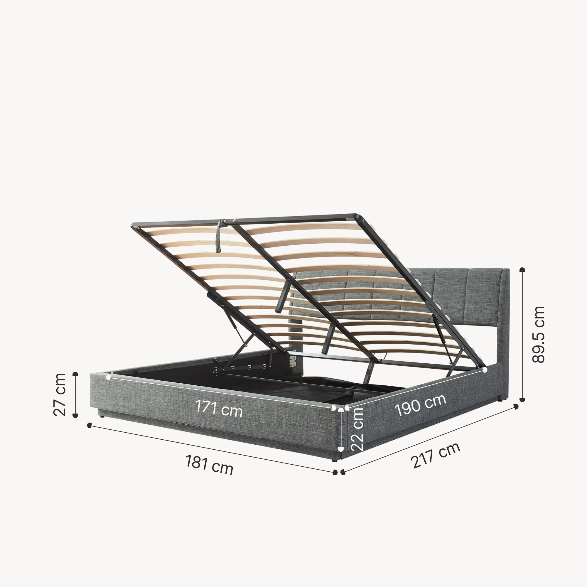 Letto Contenitore Tröstiar con Luce LED Letto Matrimoniale con Materasso 180x200 cm Antracite [en.casa]